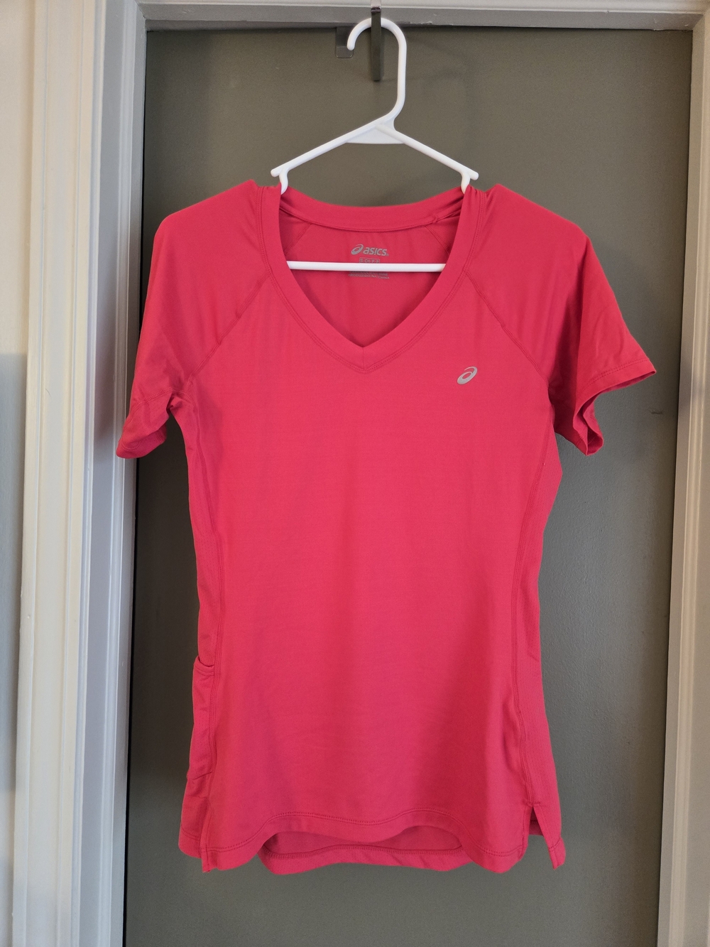 ASICS Bright Pink V-Neck Performance Tee